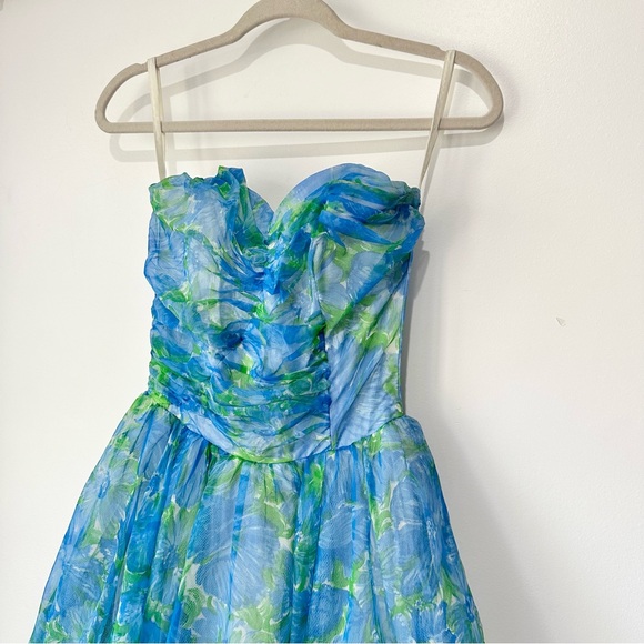 True Vintage 50’s Floral Strapless Party Prom Tea Length Dress - Picture 3 of 6